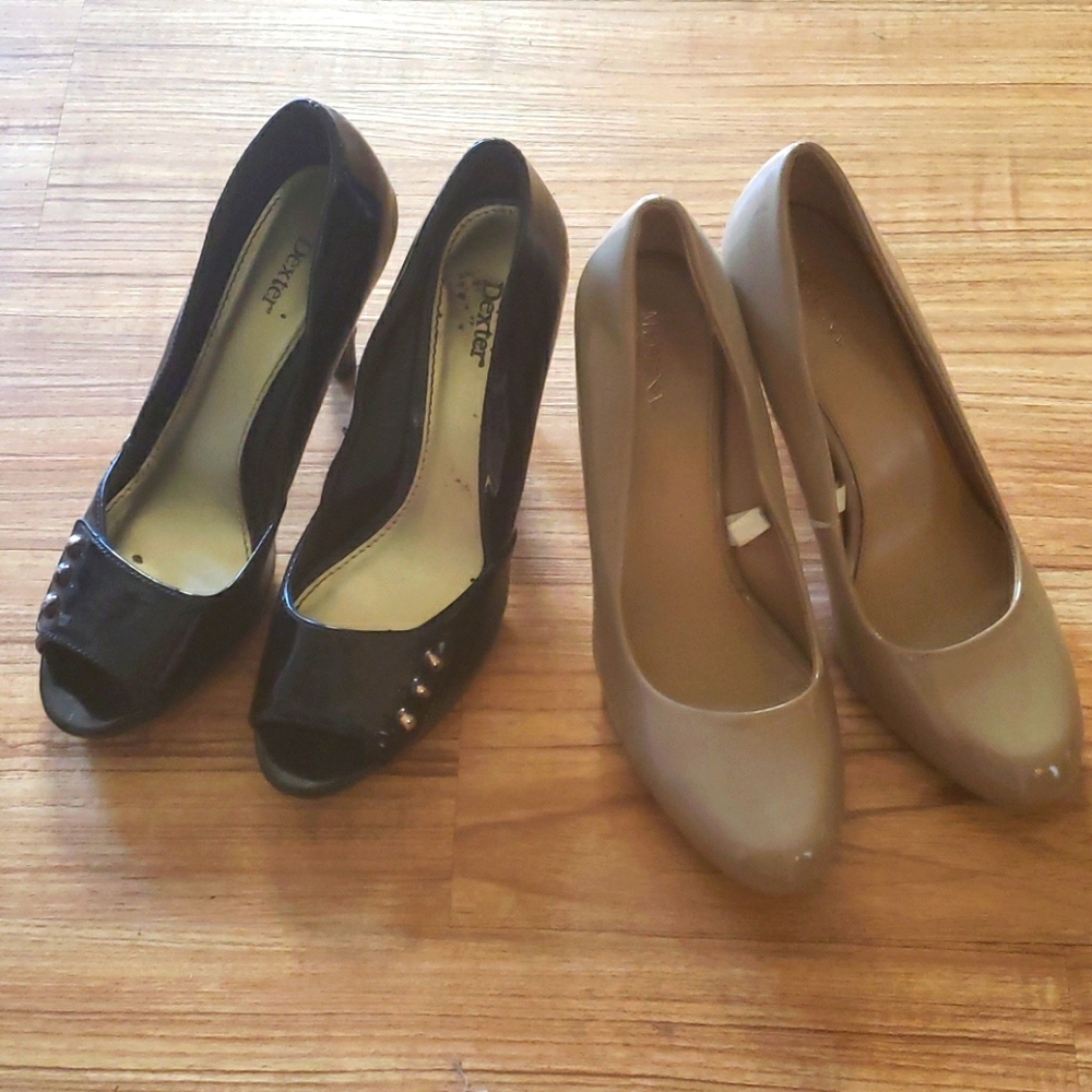 Nude and Black Patton Heels